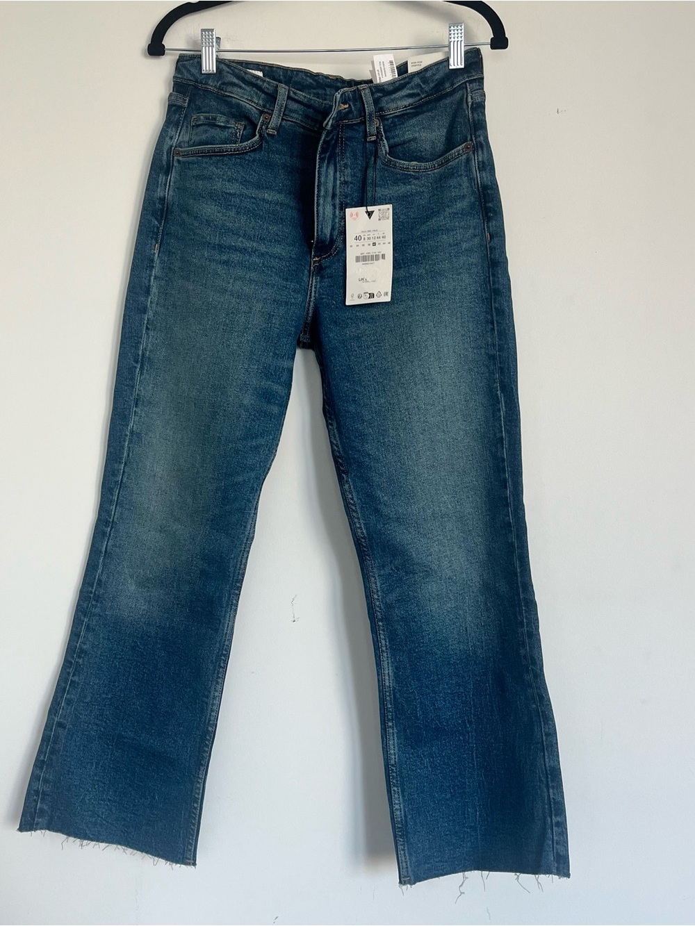 Zara Dark Blue Flared Crop Jeans